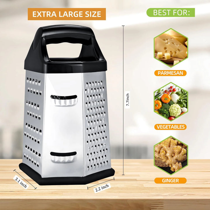 Multifunctional Vegetables Box Grater Stainless Steel 6 Sides Slicer Shredders Manual Cheese Potato Graters Kitchen Accessories