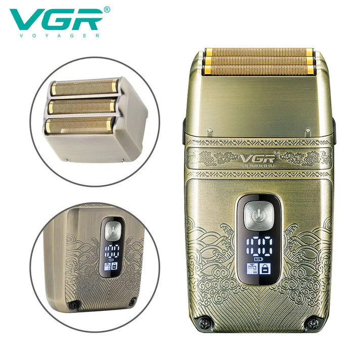 Original VGR Metal Wet Dry Electric Shaver For Men Beard And Hair Facial Electric Razor Balds Head Shaving Machine Rechargeable