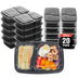 20Pcs Two Grid Lunch Box Disposable Portable Lunch Box Microwave Heating Tableware Stackable Plastic Food Storage Container