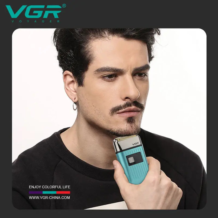 VGR Rechargeable Hair Shaver For Men Wet Dry Face Electric Shaver Beard Electric Razor Bald Head Shaving Machine With Extra Mesh