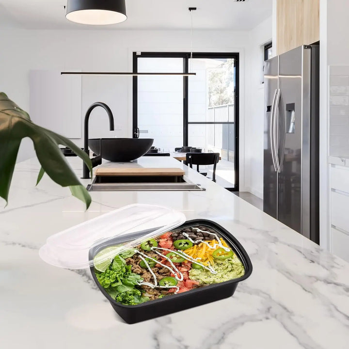 Extra Large &Thick Food Storage Containers with Lids, Reusable Plastic,Disposable Bento Box,Stackable,Microwave/Freezer