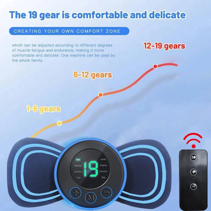 Portable Mini Electric Neck Back Massager Cervical Massage Patch Stimulator 19th gear Adjustment Body Massager