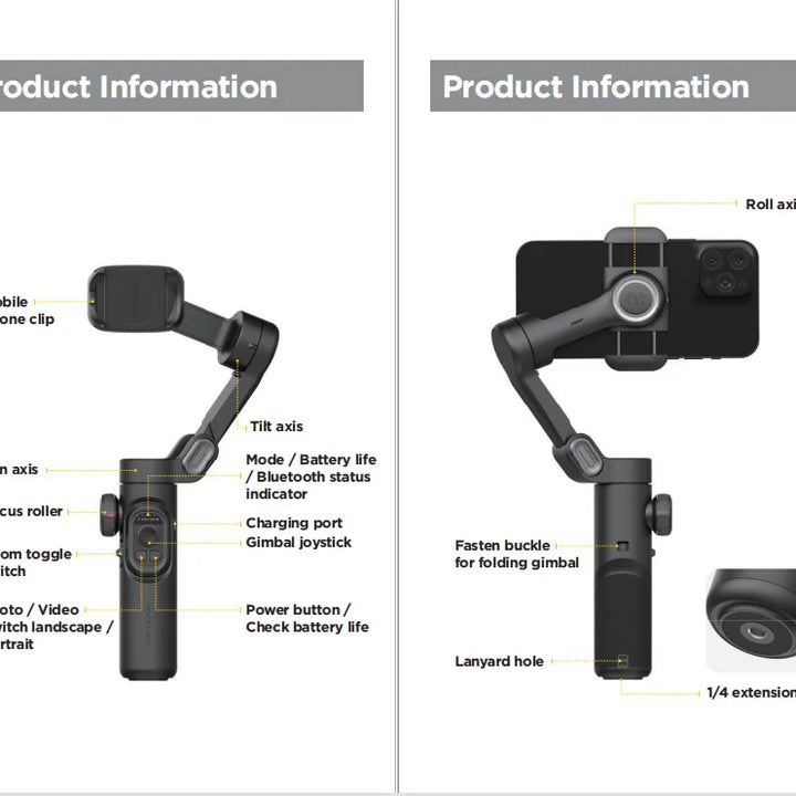 AOCHUAN 3-Axis Handheld Gimbal Stabilizer SmartXE for Smartphone for iPhone Android AI Face Tracking TikTok Vlog