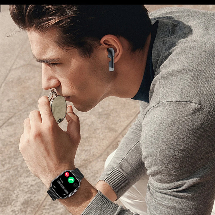 2024 Smart Watch 2 in 1 With Earphone Smartwatch Bluetooth Call Men Watch GPS Track Heart Rate Monitor Play Music SmartWatch