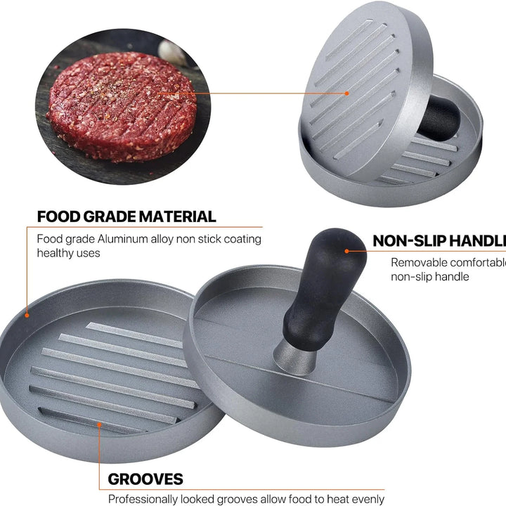 Burger Press Non-Stick Hamburger Patty Maker with Wax Paper Aluminum Burger Maker for Kitchen BBQ Grill