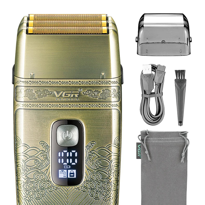 Original VGR Metal Wet Dry Electric Shaver For Men Beard And Hair Facial Electric Razor Balds Head Shaving Machine Rechargeable