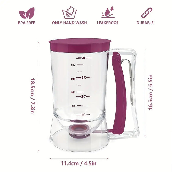 1 Pc Pancake Cupcake Batter Dispenser, Collapsible Batter For Cupcakes, Waffles, Muffin Mixes Or Any Baked Goods