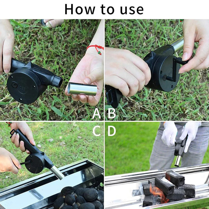 Outdoor Barbecue Fan Hand-cranked Air Blower Portable BBQ Grill Fire Bellows Tools Picnic Camping Accessories Barbeque