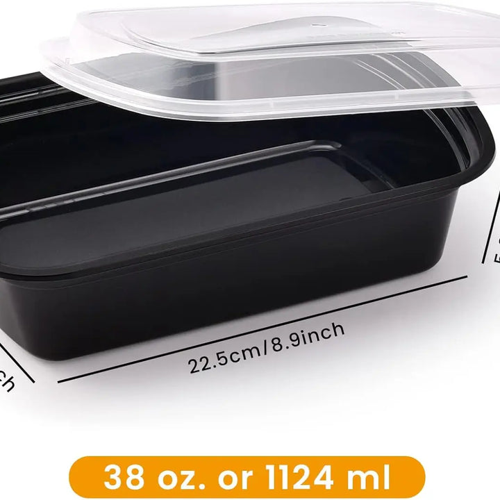 Extra Large &Thick Food Storage Containers with Lids, Reusable Plastic,Disposable Bento Box,Stackable,Microwave/Freezer
