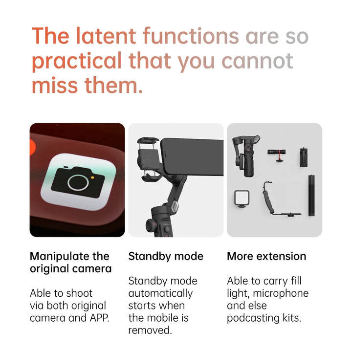 AOCHUAN 3-Axis Handheld Gimbal Stabilizer SmartXE for Smartphone for iPhone Android AI Face Tracking TikTok Vlog