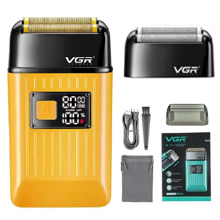 VGR Rechargeable Hair Shaver For Men Wet Dry Face Electric Shaver Beard Electric Razor Bald Head Shaving Machine With Extra Mesh