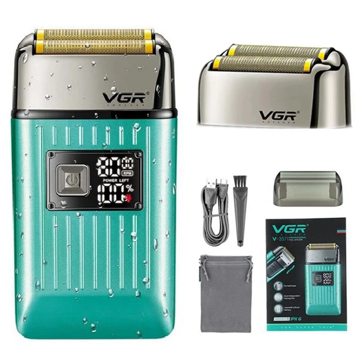 VGR Rechargeable Hair Shaver For Men Wet Dry Face Electric Shaver Beard Electric Razor Bald Head Shaving Machine With Extra Mesh