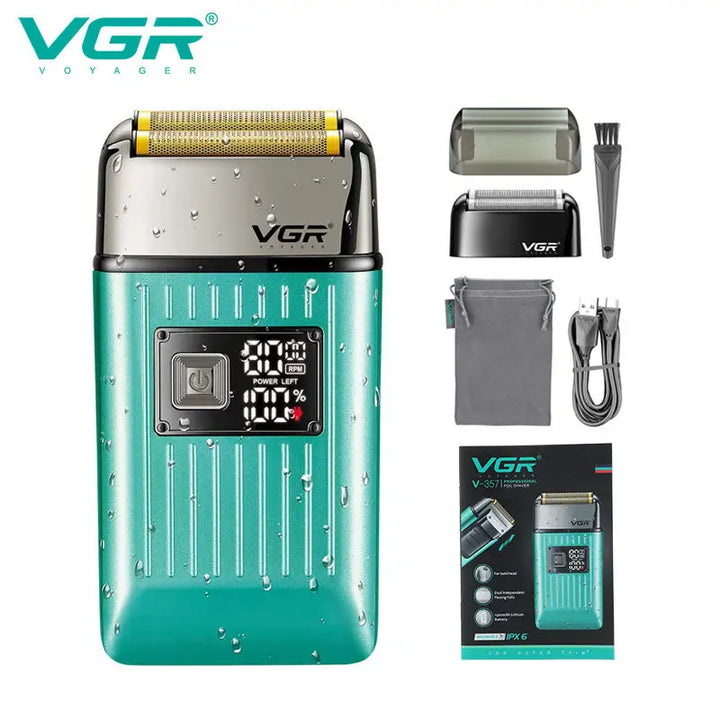VGR Rechargeable Hair Shaver For Men Wet Dry Face Electric Shaver Beard Electric Razor Bald Head Shaving Machine With Extra Mesh