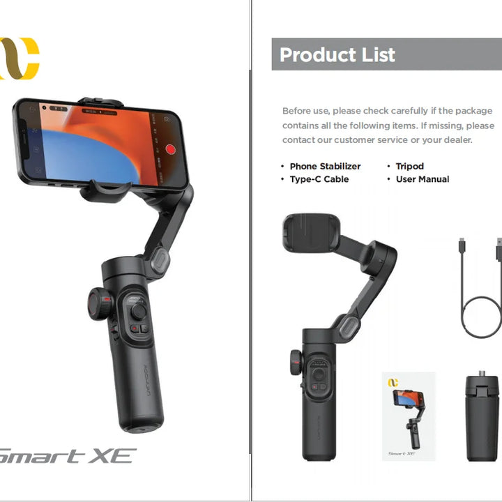 AOCHUAN 3-Axis Handheld Gimbal Stabilizer SmartXE for Smartphone for iPhone Android AI Face Tracking TikTok Vlog