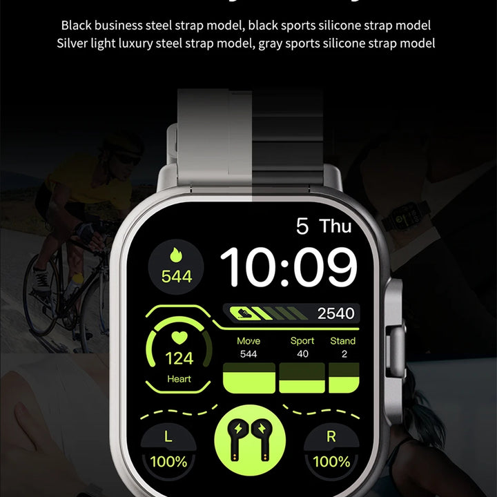 2024 Smart Watch 2 in 1 With Earphone Smartwatch Bluetooth Call Men Watch GPS Track Heart Rate Monitor Play Music SmartWatch