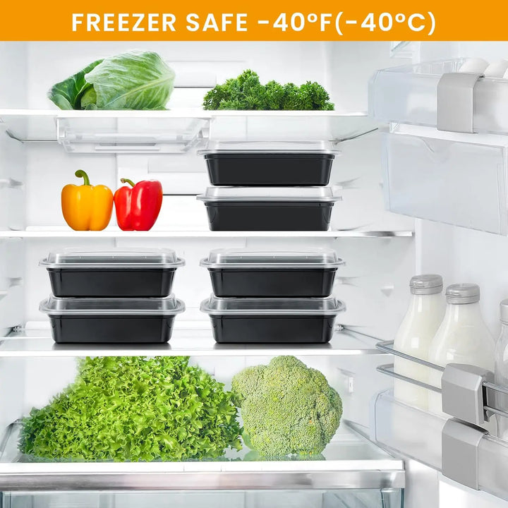 Extra Large &Thick Food Storage Containers with Lids, Reusable Plastic,Disposable Bento Box,Stackable,Microwave/Freezer