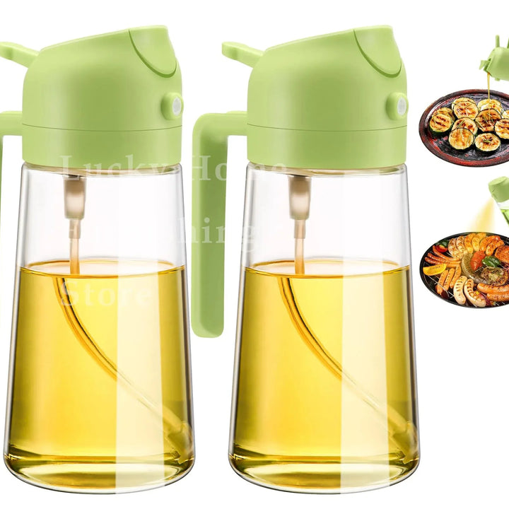 1-2PCS 2in1 Olive Oil Dispenser Bottle 500ml Plastic Oil Sprayer Cooking Oil Spray Tank BBQ Baking Picnic Kitchen Tools for Home