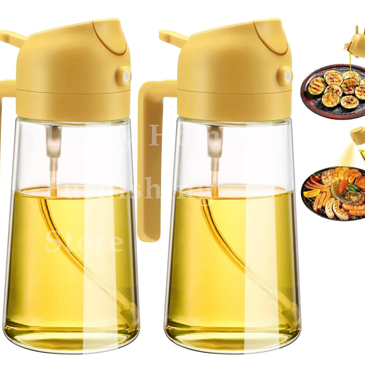 1-2PCS 2in1 Olive Oil Dispenser Bottle 500ml Plastic Oil Sprayer Cooking Oil Spray Tank BBQ Baking Picnic Kitchen Tools for Home