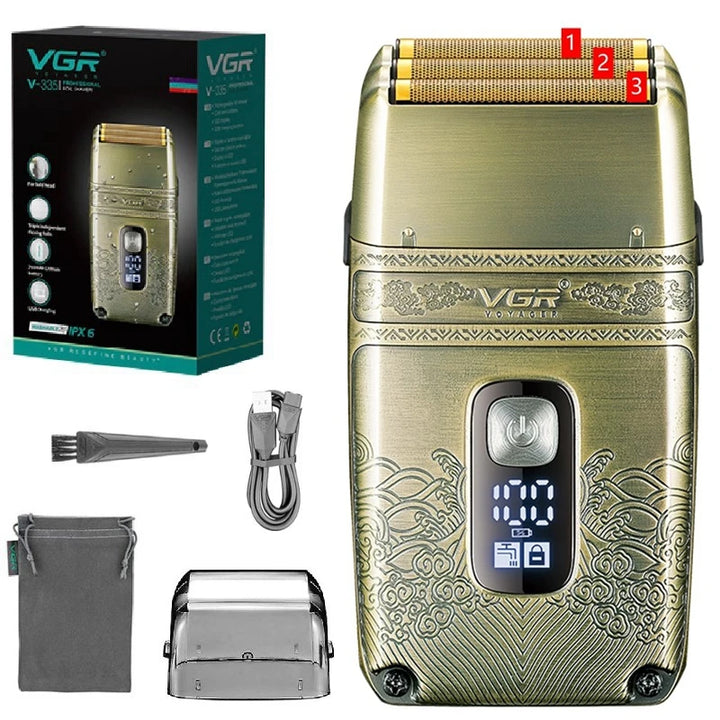 Original VGR Metal Wet Dry Electric Shaver For Men Beard And Hair Facial Electric Razor Balds Head Shaving Machine Rechargeable