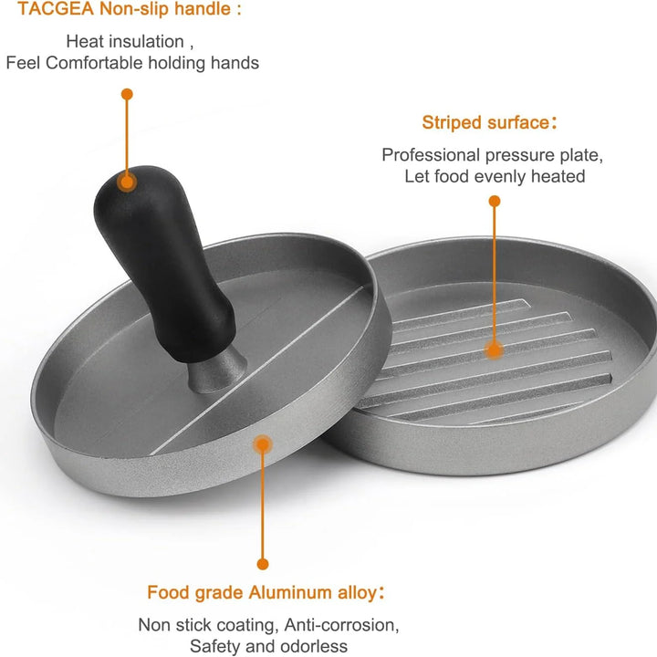 Burger Press Non-Stick Hamburger Patty Maker with Wax Paper Aluminum Burger Maker for Kitchen BBQ Grill