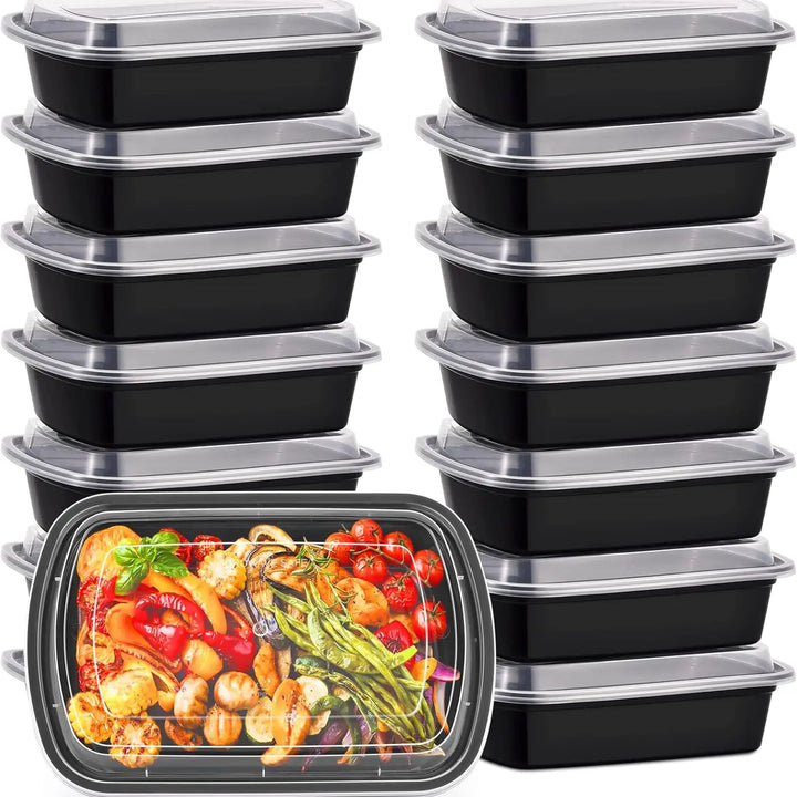 Extra Large &Thick Food Storage Containers with Lids, Reusable Plastic,Disposable Bento Box,Stackable,Microwave/Freezer